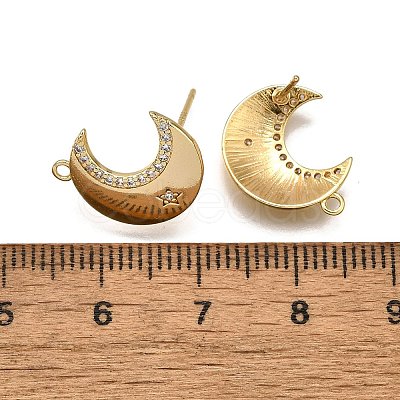 Brass Micro Pave Clear Cubic Zirconia Stud Earring Findings LS-KK-G530-03G-1