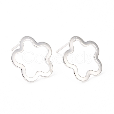 201 Stainless Steel Flower Stud Earring with 316 Stainless Steel Pin for Women STAS-K241-18S-1