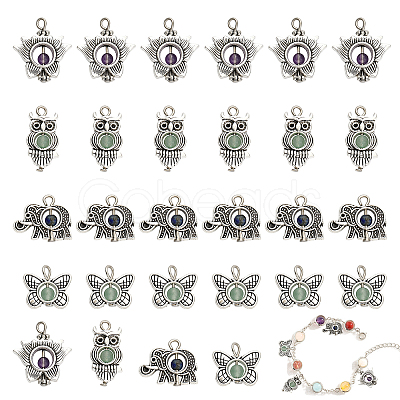64Pcs 4 Styles Natural Mixed Stone Pendants FIND-CA0006-48-1