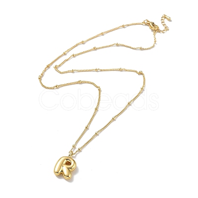 Initial Letter Brass Pendant Necklace NJEW-A015-21G-R-1