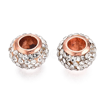 Polymer Clay Rhinestone European Beads X-RB-S055-16B-1