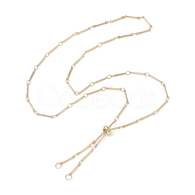 Brass Bar Link Chain Necklace Making AJEW-JB01188-01-1