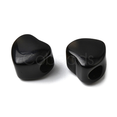 Natural Black Obsidian European Beads G-C269-01C-1