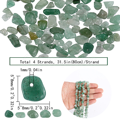 SUNNYCLUE 4 Strands Natural Aventurine Chip Beads Strands G-SC0002-69-1