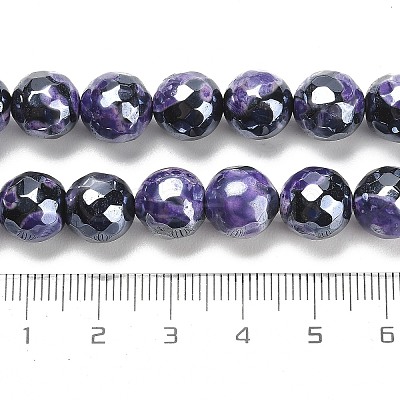 Electroplated Natural Fire Crackle Agate Round Beads Strands G-G0006-A02-05-1