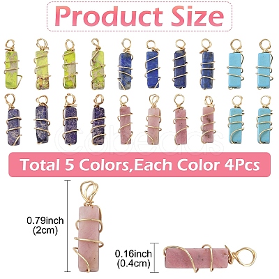 20Pcs 5 Styles Natural & Synthetic Gemstone Pendants PALLOY-YW00084-1