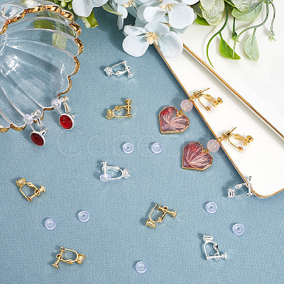 20Pcs 2 Colors Rack Plating Brass Clip-on Earring Converters Findings KK-BBC0019-60A-1