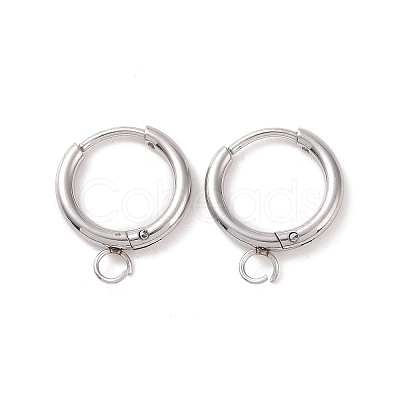 Tarnish Resistant Stainless Steel Huggie Hoop Earring Findings X-STAS-J400-36P-1