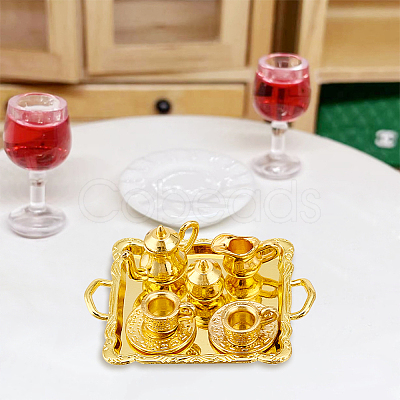 2 Sets 2 Colors Alloy Teacup & Saucer & Teapot Set AJEW-GO0001-72-1