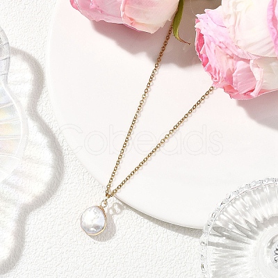 Electroplated Natural Keshi Pearl Pendant Necklaces NJEW-JN05604-02-1