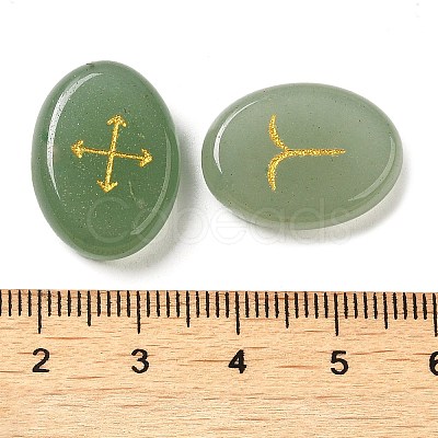 13Pcs Natural Green Aventurine Rune Stone G-C095-02D-1