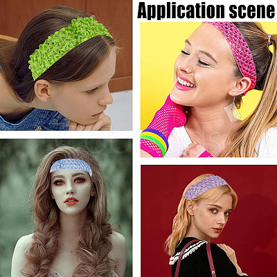 30Pcs 10 Colors Polyester Crochet Elastic Headbands OHAR-GF0001-33A-1
