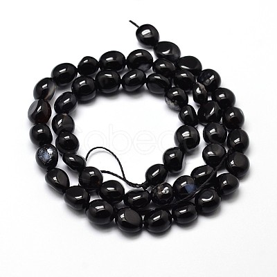 Dyed & Heated Natural Black Agate Nuggets Beads Strands G-J335-05-1