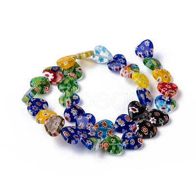 Handmade Millefiori Glass Heart Bead Strands X-LK-P017-06-1