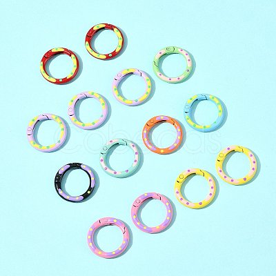 14Pcs Spray Painted Alloy Spring Gate Rings FIND-FS0004-58-1