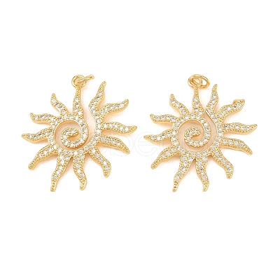 Brass Micro Pave Clear Cubic Zirconia Pendants KK-C166-02G-1