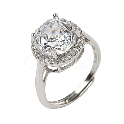 925 Sterling Silver Micro Pave Cubic Zirconia Finger Rings RJEW-B134-01B-03-1