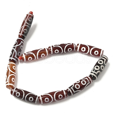 Rice Shape Tibetan Style dZi Beads Strands G-A269-A08-01-1