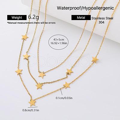 304 Stainless Steel Pendant Double Layer Necklaces for Women OK0426-3-1
