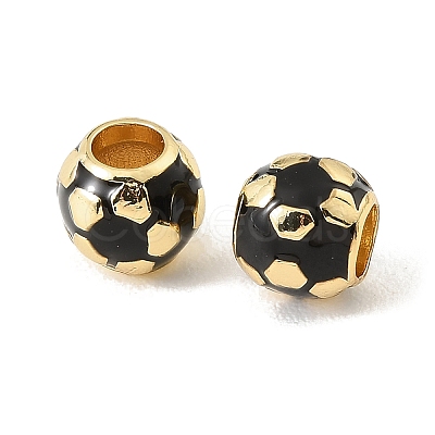 Sports Ball Brass Enamel European Beads KK-CBAF2EC-03G-04-1