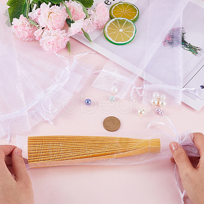 100Pcs Rectangle Mesh Polyester Gift Bags ABAG-GF0001-33-1