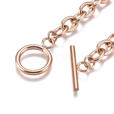 Unisex 304 Stainless Steel Cable Chain Bracelets X-BJEW-P245-39RG-1