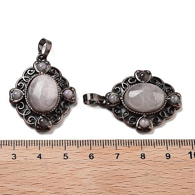 Natural Rose Quartz Rhombus Pendants G-K363-02R-12-1