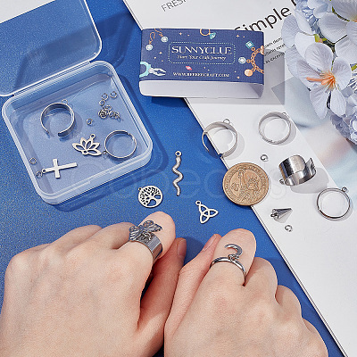 DIY Stainless Steel Charms Cuff Ring Making Kit DIY-SC0026-05P-1