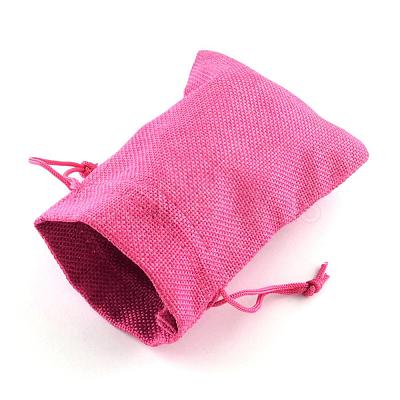 Polyester Imitation Burlap Packing Pouches Drawstring Bags X-ABAG-R005-14x10-M-1