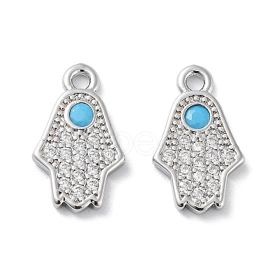 Brass Micro Pave Clear Cubic Zirconia Charms KK-F871-47P-1