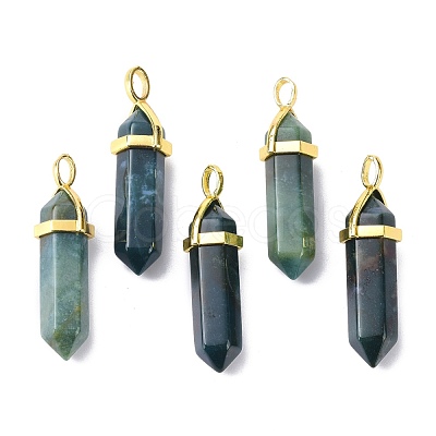 Natural Indian Agate Pointed Pendants G-G025-01G-18-1