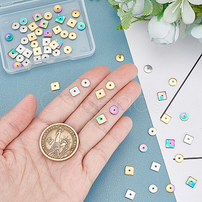 60Pcs 6 Style Ion Plating(IP) 304 Stainless Steel Spacer Beads STAS-DC0004-97-1