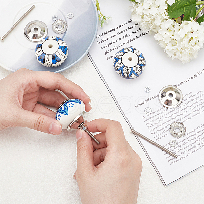 6Pcs 3 Styles Printing Porcelain Drawer Knobs FIND-GA0001-29B-1