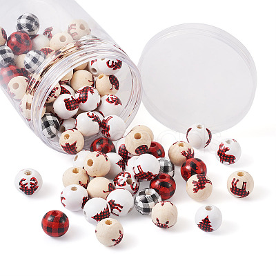 100Pcs Natural Wooden Beads WOOD-CD0001-22-1