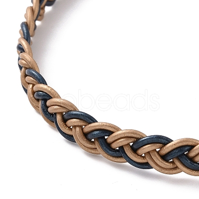Cowhide Leather Braided Twist Rope Choker Necklace with Brass Clasp for Women NJEW-JN04167-1