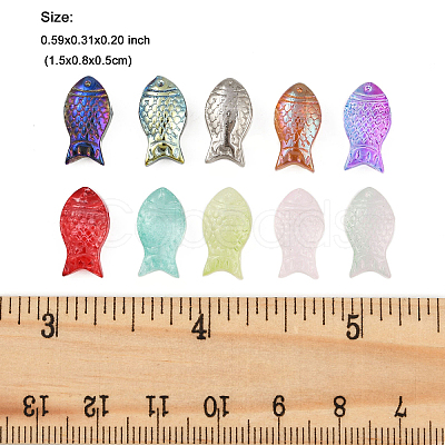 50Pcs 5 Colors Transparent Spray Painted Glass Beads GLAA-FP0001-41-1