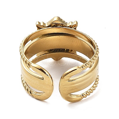 Adjustable 304 Stainless Steel Open Cuff Ring Findings STAS-K263-02G-1