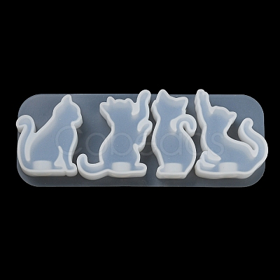 Cat Shape Pendant DIY Silhouette Silicone Mold DIY-K067-02C-1