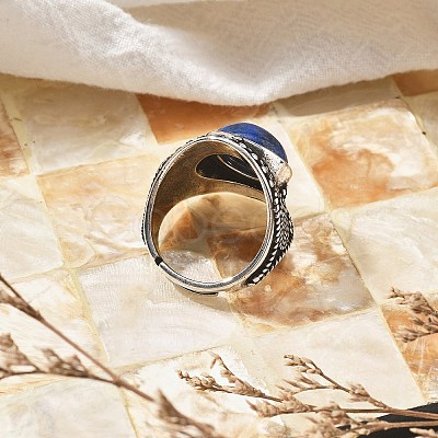 Natural Lapis Lazuli Adjustable Rings RJEW-I108-03AS-02-1