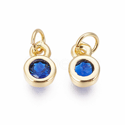 Brass with Single Cubic Zirconia Charms ZIRC-F095-03G-06-1