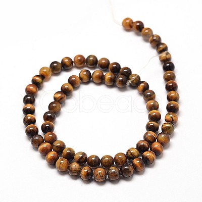 Natural Tiger Eye Round Bead Strands G-P072-33-12mm-1