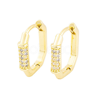 Rack Plating Brass Micro Pave Clear Cubic Zirconia Hoop Earrings for Women EJEW-P278-02G-1