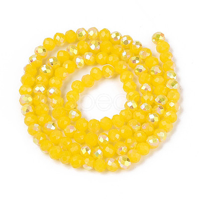 AB Color Plated Opaque Glass Rondelle Beads Strands EGLA-T029-4mm-09E-1