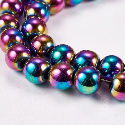 Electroplate Non-magnetic Synthetic Hematite Beads Strands G-J169A-8mm-05-1