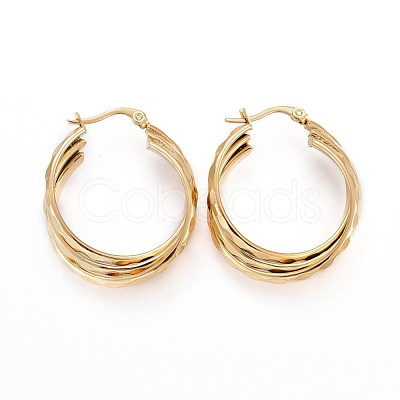 Ion Plating(IP) 304 Stainless Steel Triple Hoop Earrings EJEW-P176-02G-1