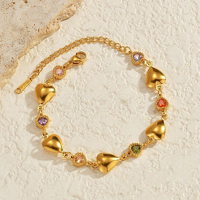 304 Stainless Steel Link  Bracelets for Women BJEW-U026-02A-G-1