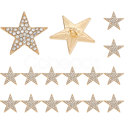 16Pcs Alloy Rhinestone Buttons BUTT-FH0001-031A-1