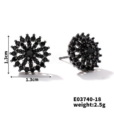 Chic Brass Cubic Zirconia Stud Earrings ZD1304-10-1