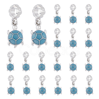 20Pcs Alloy Cadet Blue Enamel European Dangle Charms MPDL-DC0001-02-1