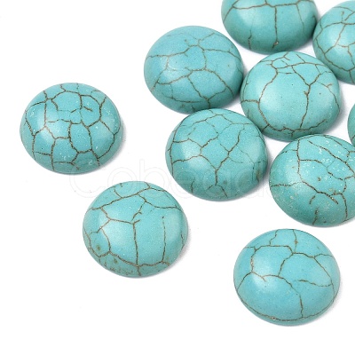 Craft Findings Dyed Synthetic Turquoise Gemstone Flat Back Dome Cabochons TURQ-S266-14mm-01-1